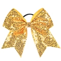 Nœud à paillettes jaunes avec élastique noir pour les fêtes de danse des filles - Jaune
