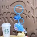 Blue ice cream keychain with liquid quicksand, colorful beads, and a small bell - Blue Ice Cream Milk Bean