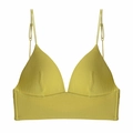 Grass green ribbed cotton bralette with thin adjustable straps and triangle cups - XL / Lemon Yellow