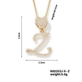 Gold plated letter Z necklace with cubic zirconia heart pendant on white background - Cursive Letter Z Style (N00203J-X--Z)
