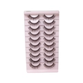 Set van 10 paar zwarte DD curl valse wimpers in roze tray voor een Russische volume look - Russische natuurlijke kruisstijl (TK03) / DD Krul