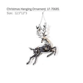 Silver metallic reindeer Christmas tree hanging ornament with mirror finish, 12.5x13x3cm - Silver Leaping Reindeer (LF-7068S)
