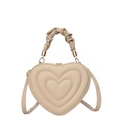 Sac à main matelassé en forme de cœur beige avec poignée froncée et bandoulière - Khaki