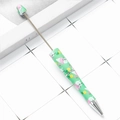 Creative beaded ballpoint pen featuring green flamingo and pineapple printed patterns - Green Base Flamingo and Pineapple (63)