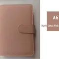 A6 Macaron Pink Faux Leather Loose-leaf Notebook Binder with Matte Lychee Texture - Matte Lotus Root Pink