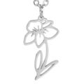 Minimalist silver hollow flower pendant necklace with delicate O-chain and petal design - Steel Color Daffodil