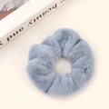 Cute fuzzy gray-blue faux fur scrunchie with soft plush texture for hair styling - Grey Blue
