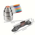 23-piece stainless steel measuring cups and spoons set with colorful silicone handles - 16-Piece Measuring Cup and Spoon Set (Colored)
