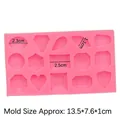 Stampo in silicone rosa con 14 cavità gemma per resina e argilla, forme cuore e goccia - Rosa