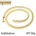 Minimalist 5mm gold snake chain necklace made of 304 stainless steel with lobster clasp - Gold (KN203812-Z)