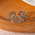 Silver minimalist adjustable open heart ring featuring a continuous hollow pattern - Steel Tone Heart-Shaped Cutout Style (Steel Tone 2)