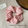 Light pink oversized double-layer lace scrunchie with 14.5cm diameter in satin finish - Q512-3 Pink Glossy Pleated