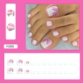 Detail of floral butterfly press-on toenails with pink patterns and purple glitter - F088 Cute Butterfly