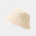 Detailed macro view of beige canvas bucket hat stitching and premium fabric texture - Beige