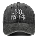 Cappellino da baseball vintage grigio lavato con ricamo Big Brother e stelle bianche - Nero