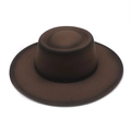 Dark brown wool felt fedora with a flat brim and gradient texture for women's autumn style - M (56-58cm) / Coffee