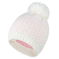 Berretto in maglia bianco con cuori rosa e grande pompon in pelliccia sintetica - Bianco Rosa