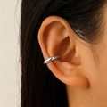 Earcuff vintage francés de doble capa en plata con acabado de espejo pulido para mujer - Aro Liso - Dorado (7603)