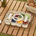 Cream food-grade snack box with 8 compartments and transparent lid for picnic use - Cream White - 8 Cells (Cutlery)