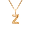 Personalized gold letter Z pendant necklace with radial texture on stainless steel chain - Letter Z / Gold