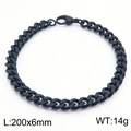 Black stainless steel flat curb chain bracelet for men with lobster clasp 200x6mm - 6MM Black