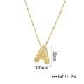 18K gold plated A-letter necklace with micro-pave zircons and small gold bead chain - Letter A / Gold