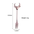 Rose gold stainless steel fruit fork with decorative ox head handle top design - Rose Gold-Fork