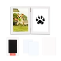 White wooden folding pet memorial photo frame with clean-touch ink pad for paw prints - White