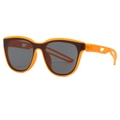Lunettes de soleil bicolores orange et marron avec branches ajourées et verres gris - Monture Orange Mat Verres Gris