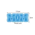 Blaue Silikonform mit MOM-Schriftzug für DIY Schlüsselanhänger und Fondant-Deko - MOM Buchstabenform Stil 1