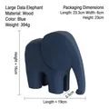 Large blue wooden Dala elephant ornament with matte finish, dimensions 19x16x5.5cm - Elephant Large - Blue