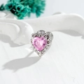 Elegante orecchino a lobo a cuore con zircone rosa e cristalli micro-pavimentati - Rosa (Pezzo singolo)