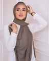 Elegant olive green bubble chiffon hijab headscarf for women in premium soft fabric - 175*75cm / Olive Green