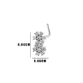 Silver snowflake nose stud with clear crystals and dimensions of 0.84cm x 0.46cm - No.10 Silver Double Flower (HSPJ0149)