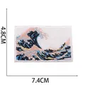 Detailed embroidery patch featuring Japanese wave art 7.4x4.8cm and 3.5g size specs - No. 5 (Wave Rectangle)
