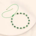 Bohemian woven bead bracelet with malachite green stones and adjustable green cord - Green