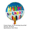 Blue 18-inch round aluminum foil balloon with colorful Happy Birthday candle print - Birthday Candle English Round Balloon
