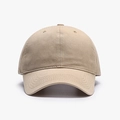 Classic washed khaki cotton baseball cap with six-panel structure and curved brim - Adjustable / Khaki