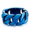 Polished blue electroplated stainless steel 31mm thick Cuban link chain bracelet for men - 22cm / Blue