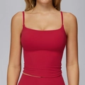 Slim fit red yoga sports vest with square neckline and thin straps for women fitness - S / Red