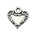 Vintage silver heart-shaped metal pendant with ornate scrollwork edges for DIY jewelry - Retro Scroll Heart Style (11204)