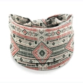 Elastic headband with red, black and white tribal geometric patterns for sports - Style 106