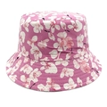 Omkeerbare dames zonnehoed met roze kersenbloesem bloemenprint voor de zomer - M (56-58cm) / Lichtpaars