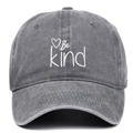 Casquette de baseball en denim délavé gris avec broderie cœur Be Kind et style rétro - Gris
