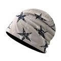 Beigefarbene Slouch Beanie mit Sternenmuster für Damen und Herren im Vintage-Look - Verstellbar / Stern Beige (Weich)