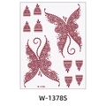 Red henna tattoo sticker featuring butterfly and paisley patterns in Indian lace style - Red Butterfly and Paisley (W-1378S)
