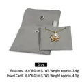 Gray velvet jewelry pouch with snap button and four-leaf clover necklace set - Light Grey with Inner Pad (Microfiber)