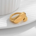 Minimalist geometric 18k gold plated stainless steel open ring with oval design - US 6 / Gold