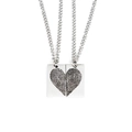 Polished stainless steel couple necklaces with fingerprint heart shaped pendant detail - Stainless Steel Chain Style