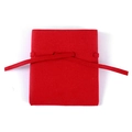 Red microfiber drawstring jewelry pouch for scratch-proof ring and necklace storage - Drawstring Style / Red